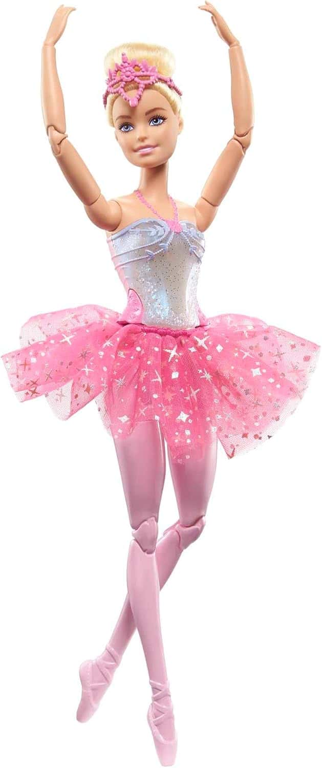 Barbie Dreamtopia Zauberlicht Ballerina Puppe, mit rosa Tutu und blonden Haaren, 5 Licht- und Soundeffekte, Bewegliche Barbie, ab 3 Jahren