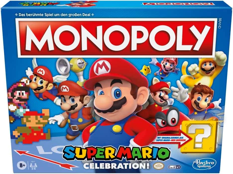 Monopoly E9517100 Super Mario Celebration Brettspiel für Super Mario Fans ab 8 Jahren, mit Soundeffekten aus dem Videospiel