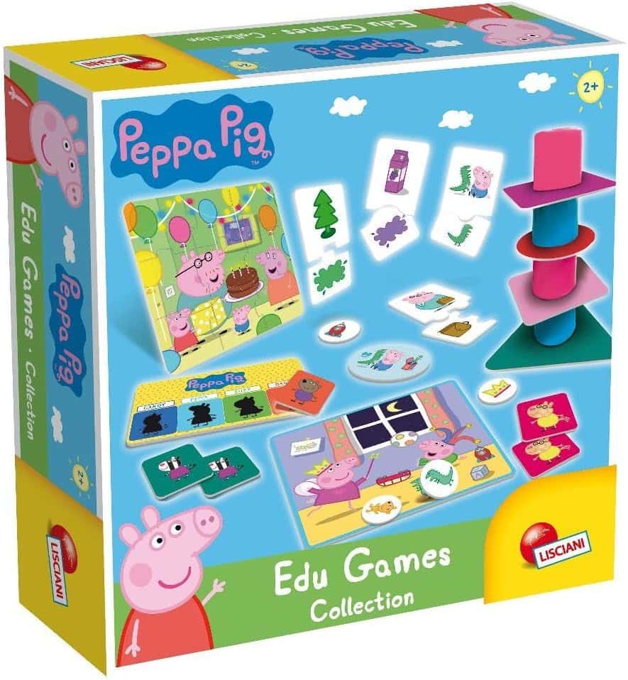 Lisciani - PEPPA PIG - Sammlung von 10 Lernspiele ab 2 Jahren - Farben, Formen, Puzzle, Zahlen, Memory, Suchen & Finden