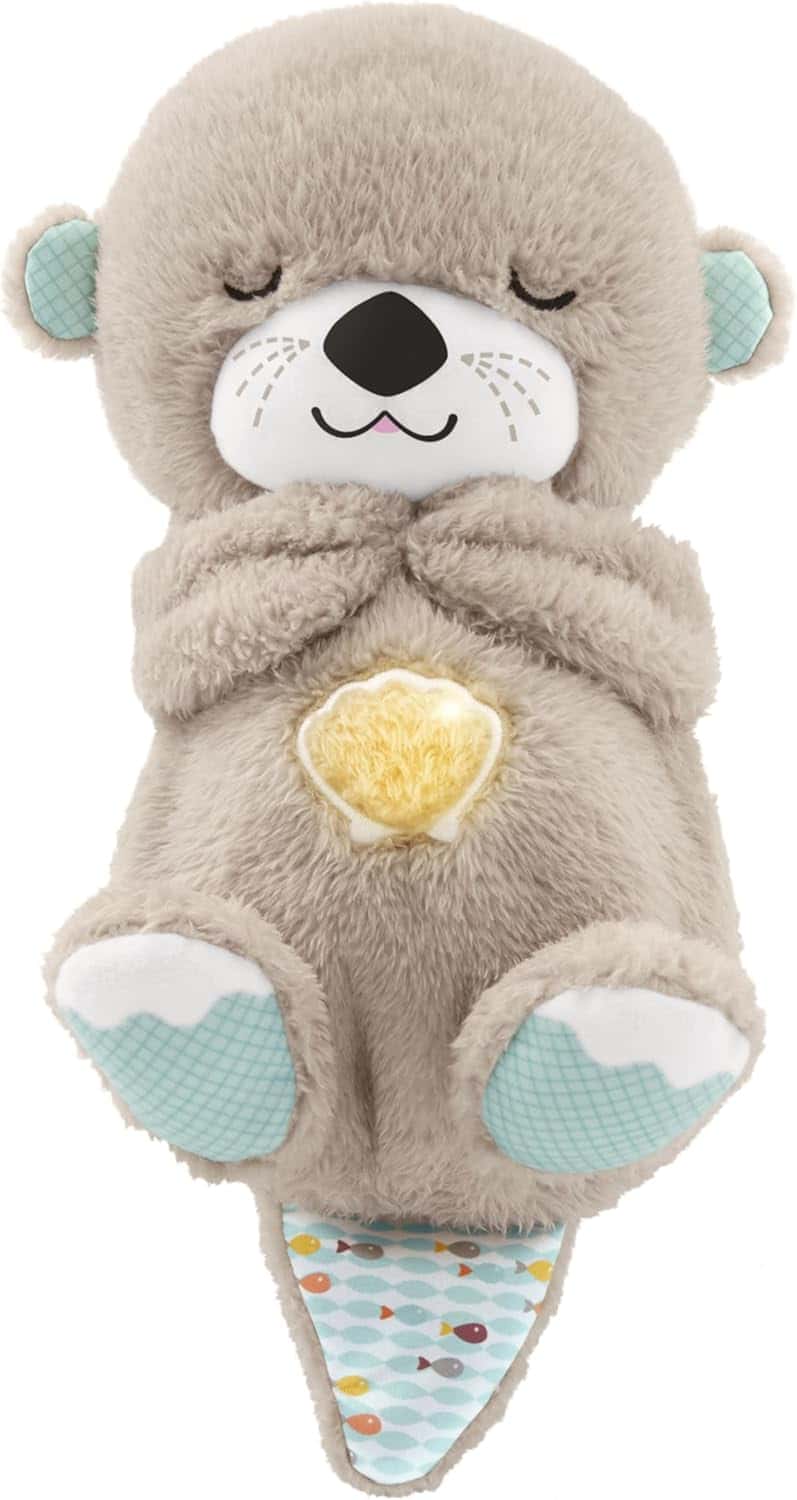 Fisher-Price Schlummer Otter Kuscheltier mit Atembewegung und Musik, Baby Erstausstattung, Neugeborene, Baby Spielzeug ab Geburt