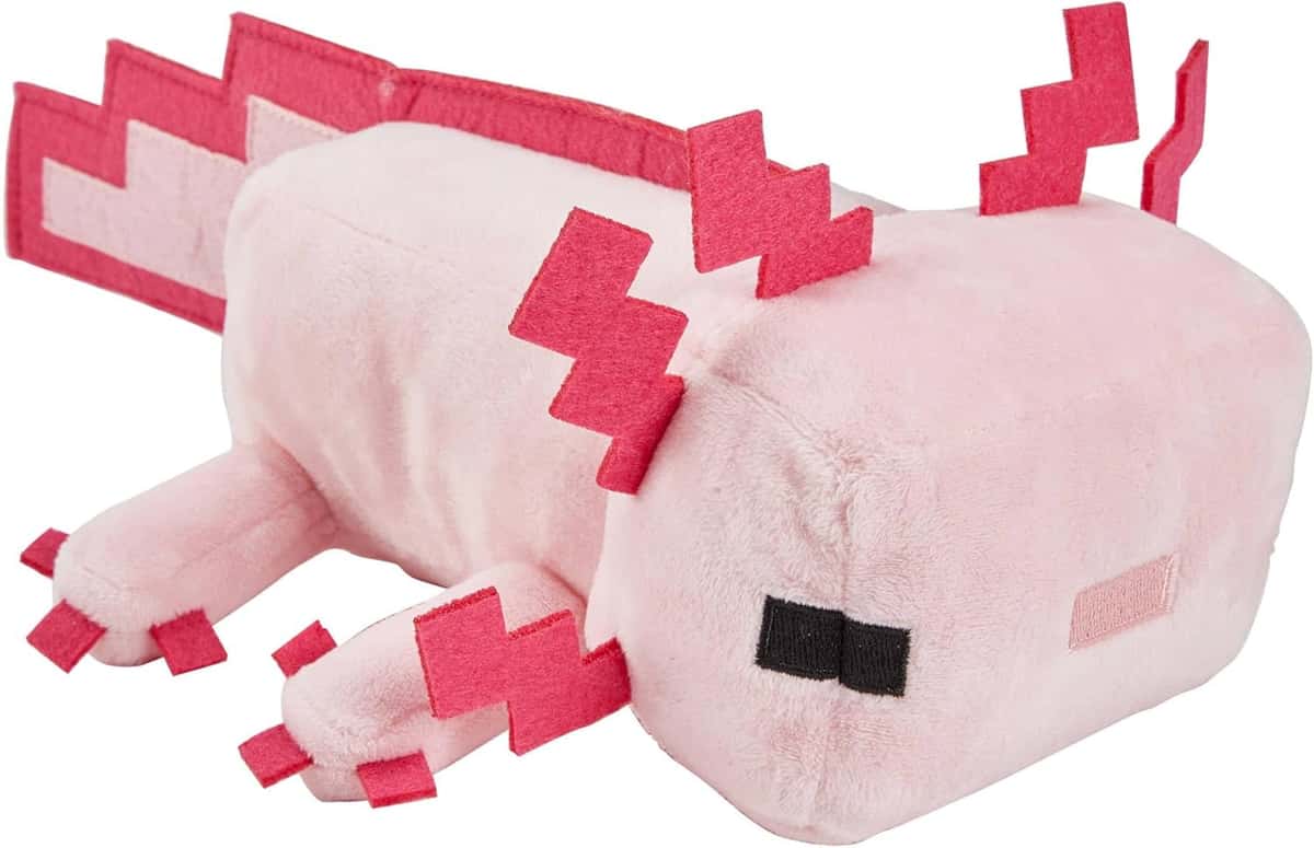Mattel Minecraft, Axolotl Plüschfigur, ca. 21 cm
