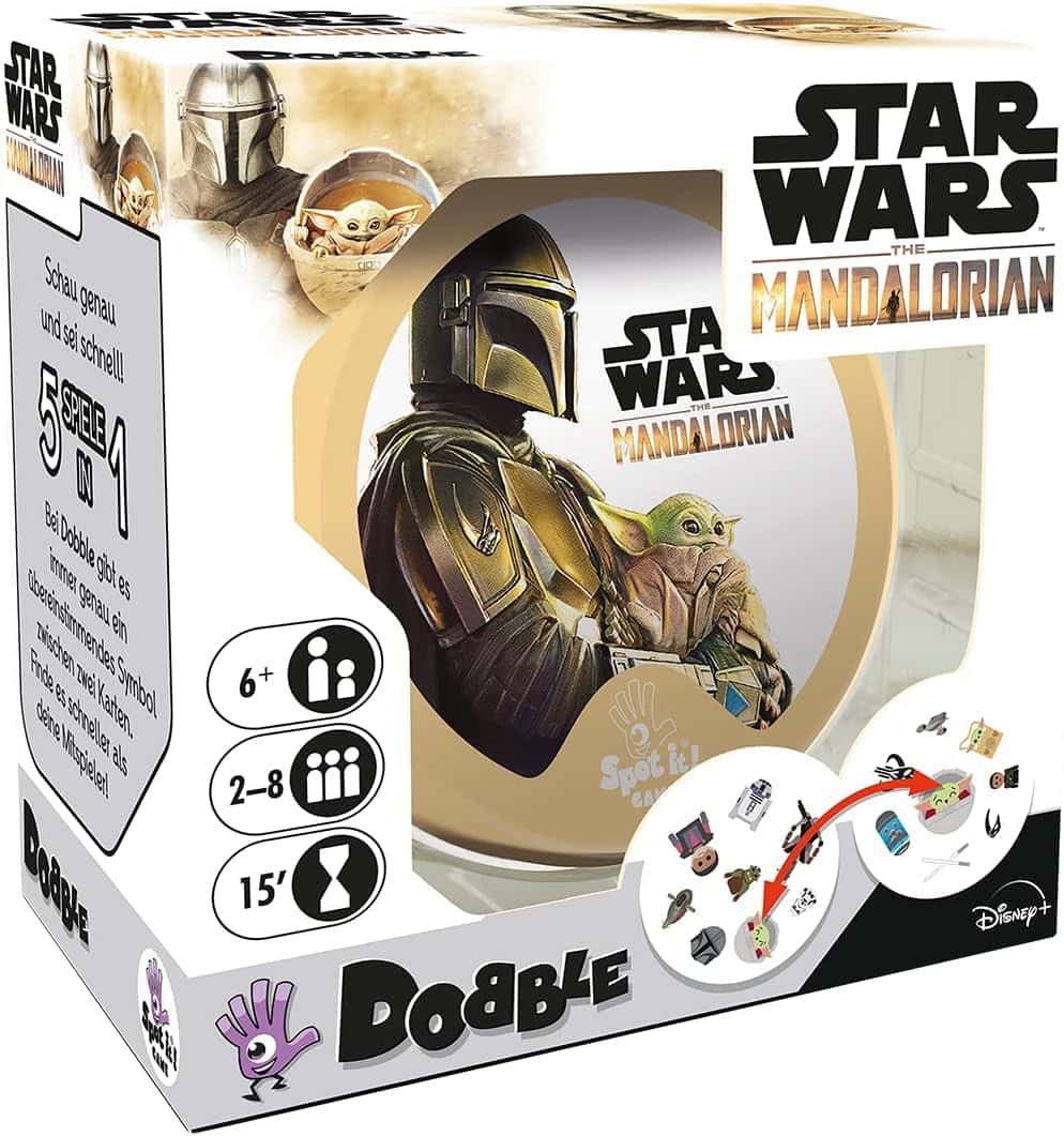 Zygomatic, Dobble Star Wars: The Mandalorian, Familienspiel, Kartenspiel, 2-8 Spieler, Ab 6+ Jahren, 15+ Minuten, Deutsch