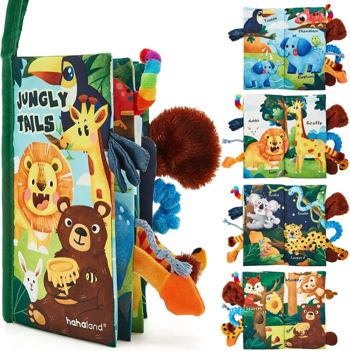 hahaland Baby Spielzeug Stoffbuch ab 0 3 6 Monate,Soft Buch Baby Spielzeug 6 Monate,3D Wald Tier Motiven Fühlbuch Knisterbuch