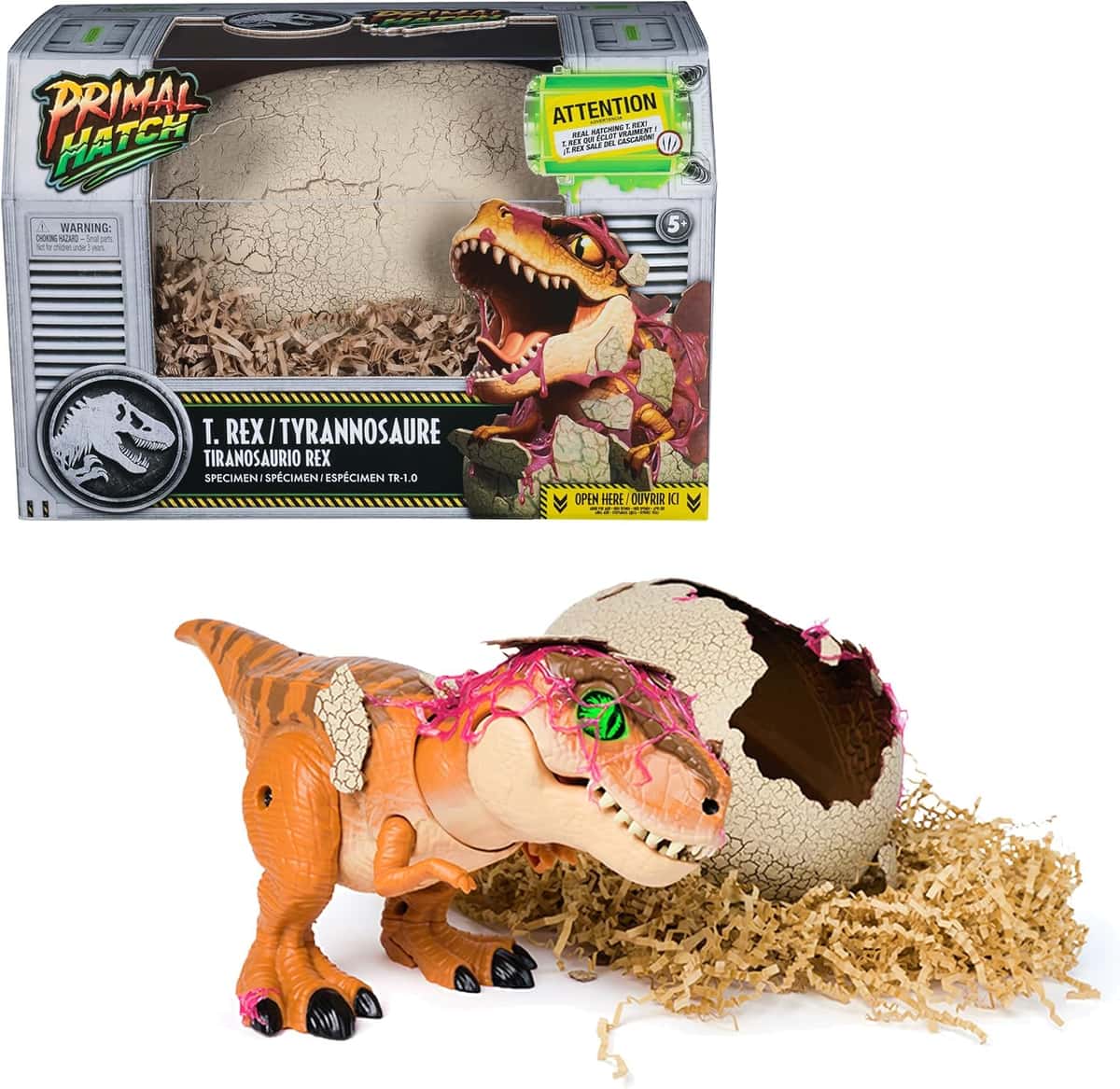 Jurassic World T-Rex im Ei, über 100 Soundeffekte und Reaktionen, interaktives Spielzeug für Kinder ab 5 Jahren