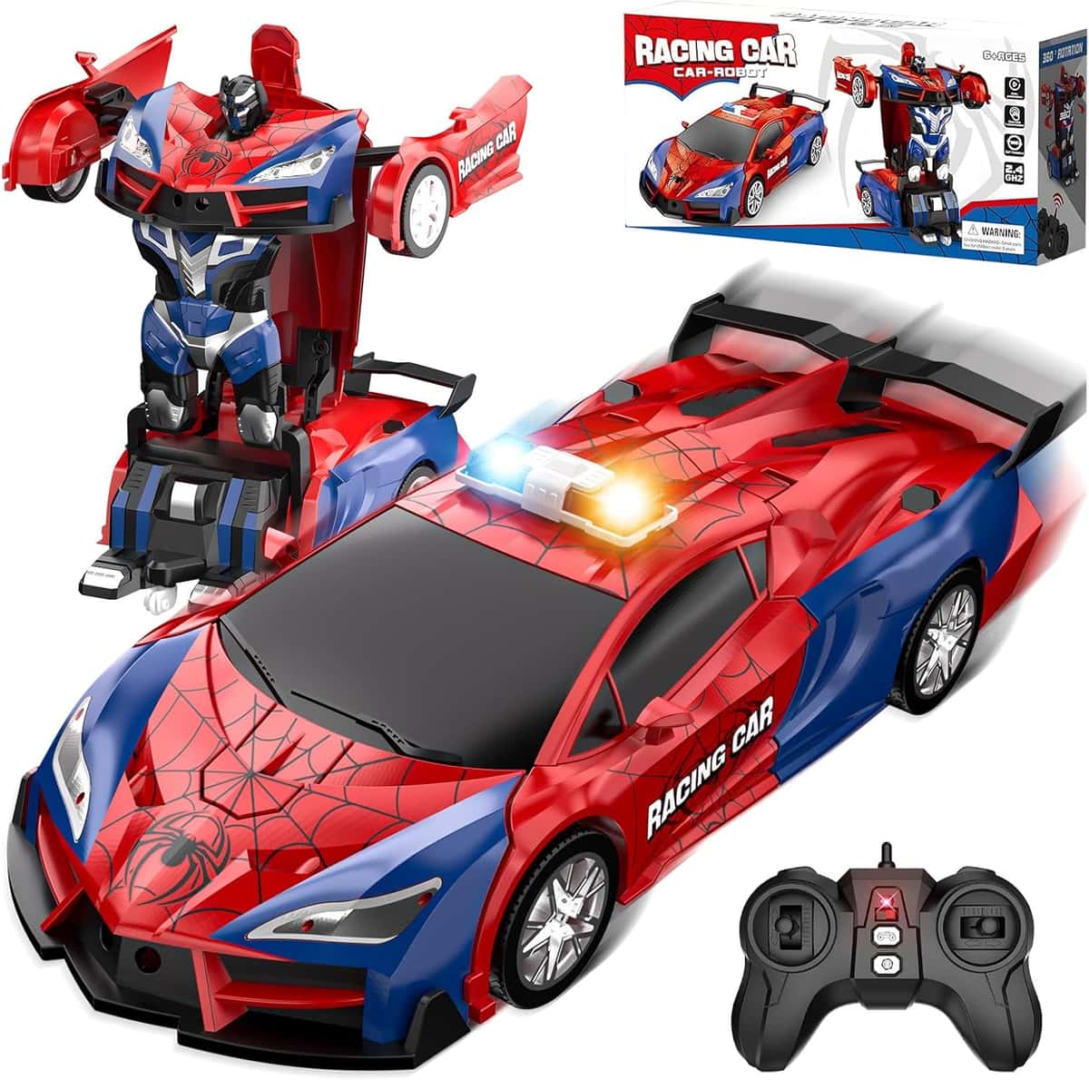 Spider Transform Ferngesteuertes Auto - 1:18 Roboter RC Auto mit One-Key Transformation & 360° Drehung