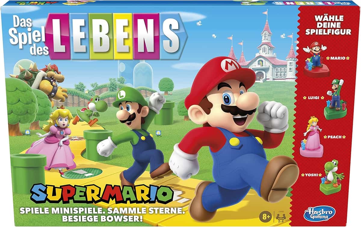 Hasbro Das Spiel des Lebens Super Mario Brettspiel für Kinder ab 8 Jahren, Minispiele Spielen, Sterne sammeln und gegen Bowser kämpfen