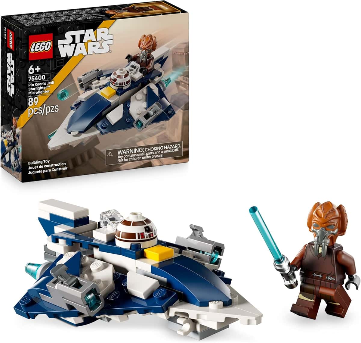 LEGO Star Wars Plo Koons Jedi Starfighter Microfighter Bauspielzeug mit 2 Shootern - inklusive Mini-Figur mit Lichtschwert - Geschenk für Jungen ab 6 Jahren und Fans von The Clone Wars