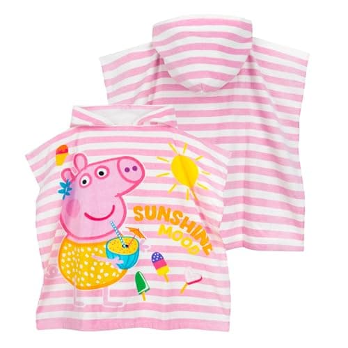 Peppa Pig Handtuch | Badeponcho Kinder | Poncho Handtuch Mit Kapuze | Einheitsgröße Rosa – Bild 3