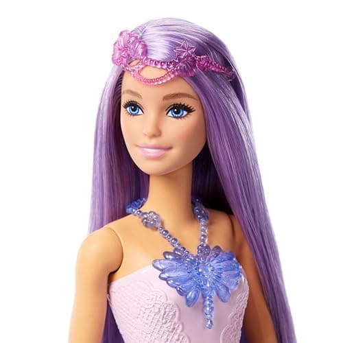 Barbie 3-in-1 Fantasie Puppe, Spielset mit 8 Accessoires inklusive Meerjungfrauen-Schwanzflosse, Feenflügen, königlichen Ketten, Schuhen un vielem mehr für über 10 Verschiedene Looks – Bild 6