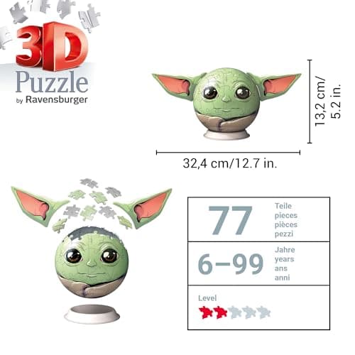 Ravensburger 3D Puzzle 11556 - Puzzle-Ball Grogu - Puzzle-Ball mit ansteckbaren Ohren – Bild 3