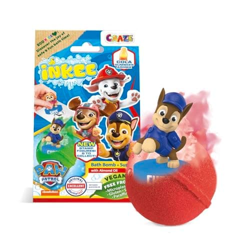 INKEE SURPRISE PAW PATROL, Badebombe Kinder mit Überraschung, Badekugel 80g mit Paw Patrol Stempel, Cola-Gummi Duft, Schaum-Effekt – Bild 2