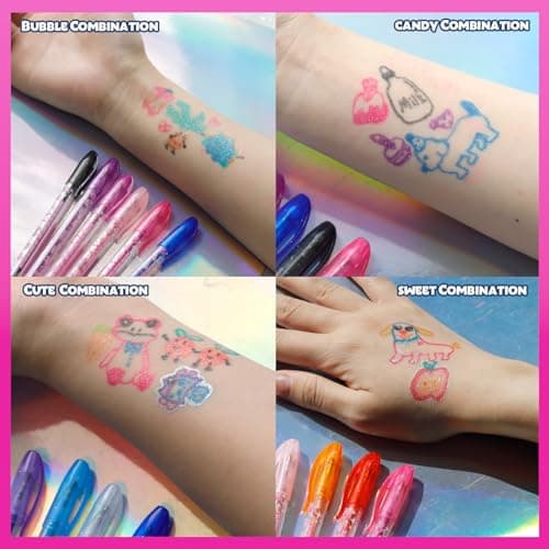 16-teiliges set mit Glitzerstiften zum Bemalen des Körpers in glitzernden und leuchtenden Farben von Townley Girl, für Kinder ab 3 Jahren (Barbie) – Bild 4
