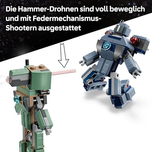 LEGO ǀ Marvel Iron Man & War Machine vs. Hammer Drones - Building Toy with 2 Minifigures & 2 Action Figures with Stud Shooters  – Bild 5