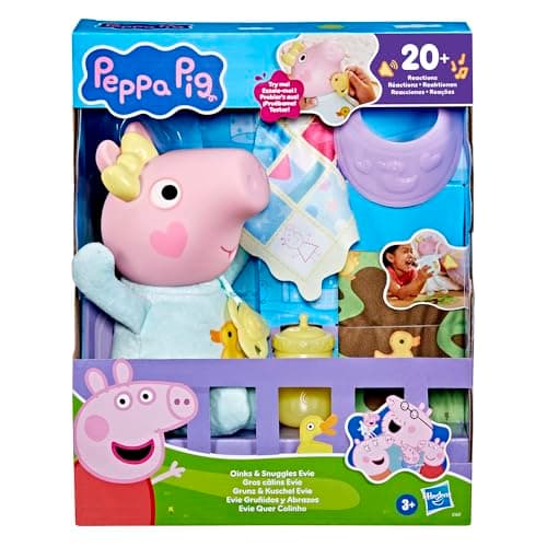 Peppa Pig Grunz und Kuschel Evie interaktive Babypuppe mit 20 Geräuschen und vielen Funktionen, Spielzeug-Set für Kinder ab 3 Jahren – Bild 4