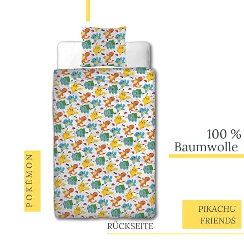 Character World Pokemon Bettwäsche 135x200 cm + 80x80 cm 100% Baumwolle – Bild 4
