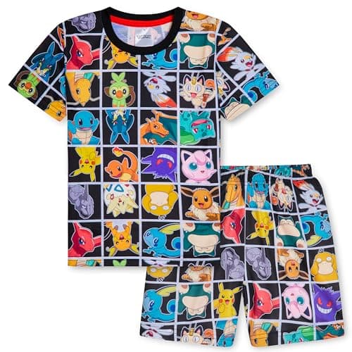 Pokemon Schlafanzug Jungen, Sommer Pyjama Set mit T-Shirt und Schlafhose Shorts – Bild 2