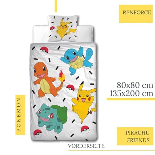 Character World Pokemon Bettwäsche 135x200 cm + 80x80 cm 100% Baumwolle – Bild 3