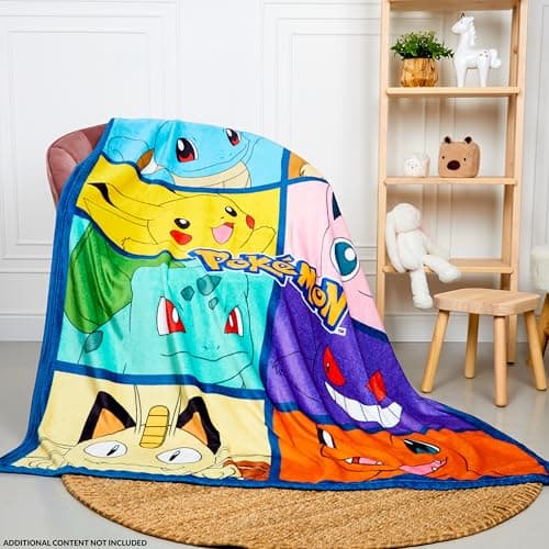 Pokemon Kinderdecke 130x150 cm, Flauschige Fleecedecke, Weiche Kuscheldecke für Sofa, Bett & Reisen, Geschenke für Jungen & Mädchen – Bild 3