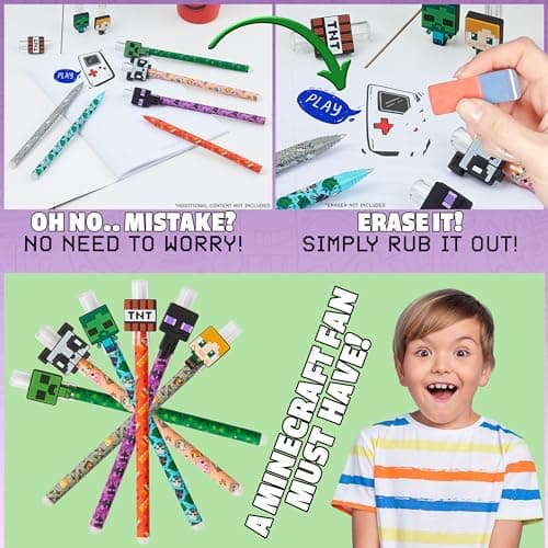 Minecraft Gelschreiber Radierbar 6er-Pack, Löschbare Gel Stifte Set – Bild 4