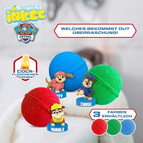 INKEE SURPRISE PAW PATROL, Badebombe Kinder mit Überraschung, Badekugel 80g mit Paw Patrol Stempel, Cola-Gummi Duft, Schaum-Effekt – Bild 3