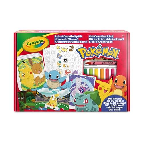 CRAYOLA - Pokémon 5-in-1 Kreativset, mit Ausmalblättern, Markern, Buntstiften, Aufklebern, 60 Stück – Bild 3