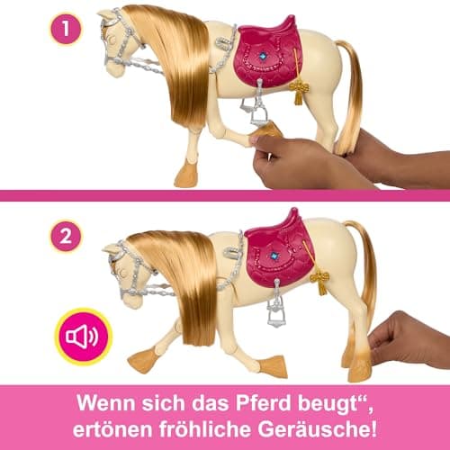 Barbie Spielzeugpferd mit Geräuschen, Musik und Zubehör, inspiriert von Barbie Mysteries: Das geheimnisvolle Pferdeabenteuer“ Pferd kann sich bewegen, tanzen und mit den Augen blinzeln – Bild 3