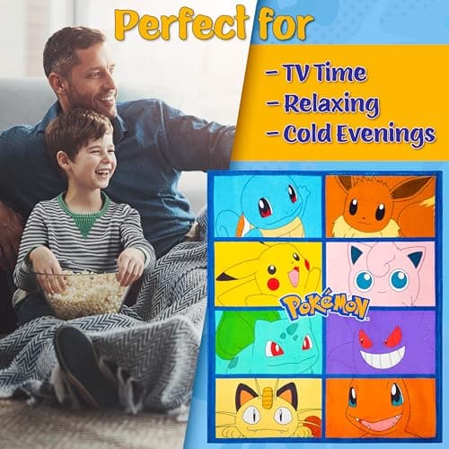 Pokemon Kinderdecke 130x150 cm, Flauschige Fleecedecke, Weiche Kuscheldecke für Sofa, Bett & Reisen, Geschenke für Jungen & Mädchen – Bild 7