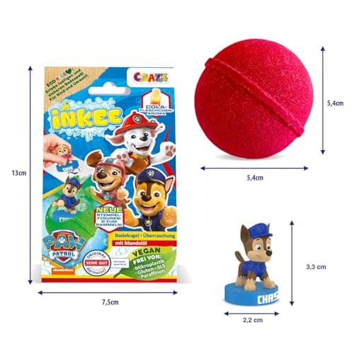 INKEE SURPRISE PAW PATROL, Badebombe Kinder mit Überraschung, Badekugel 80g mit Paw Patrol Stempel, Cola-Gummi Duft, Schaum-Effekt – Bild 6