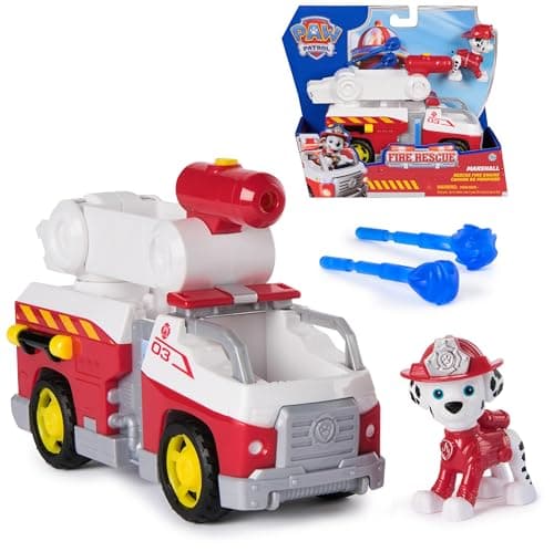 PAW PATROL – Fire Rescue Marshalls Feuerwehr-Fahrzeug mit Löschspritze und Marshall Hundefigur, Spielzeug für Kinder ab 3 Jahren – Bild 2