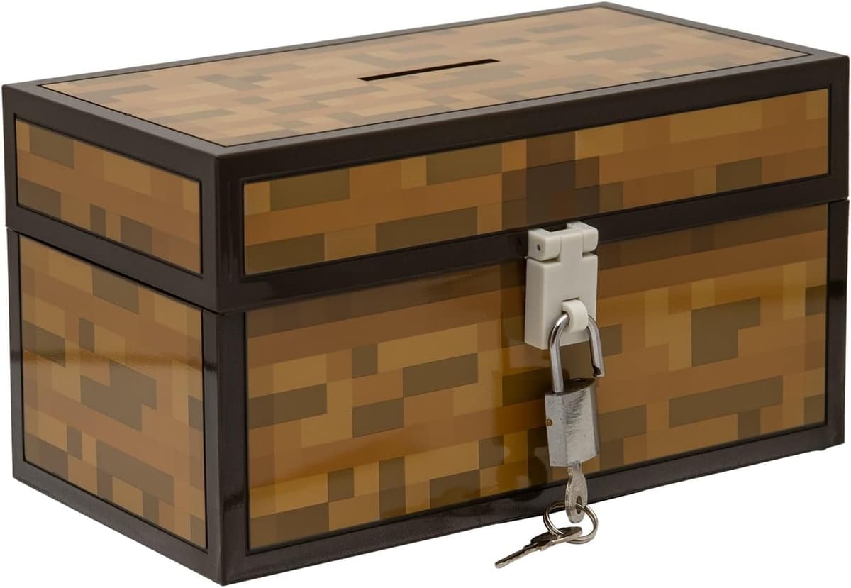 Paladone Minecraft Offiziell lizenzierte Truhe Spardose, Spielzimmer Dekor und Merchandise für Jungen und Mädchen, Sparschwein Geschenk Zubehör für Spielzimmer und Schlafzimmer – Bild 1