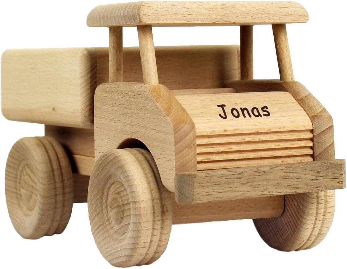 Geschenkissimo Holz-LKW für Kinder mit Namen-Gravur  – Bild 1
