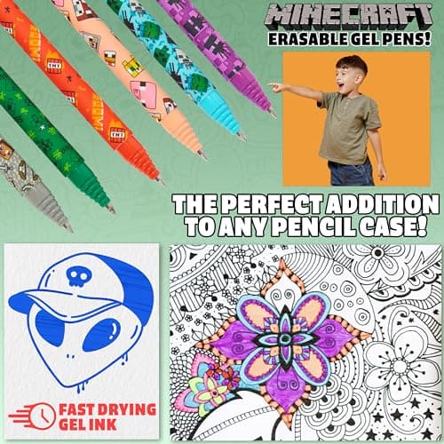 Minecraft Gelschreiber Radierbar 6er-Pack, Löschbare Gel Stifte Set – Bild 6
