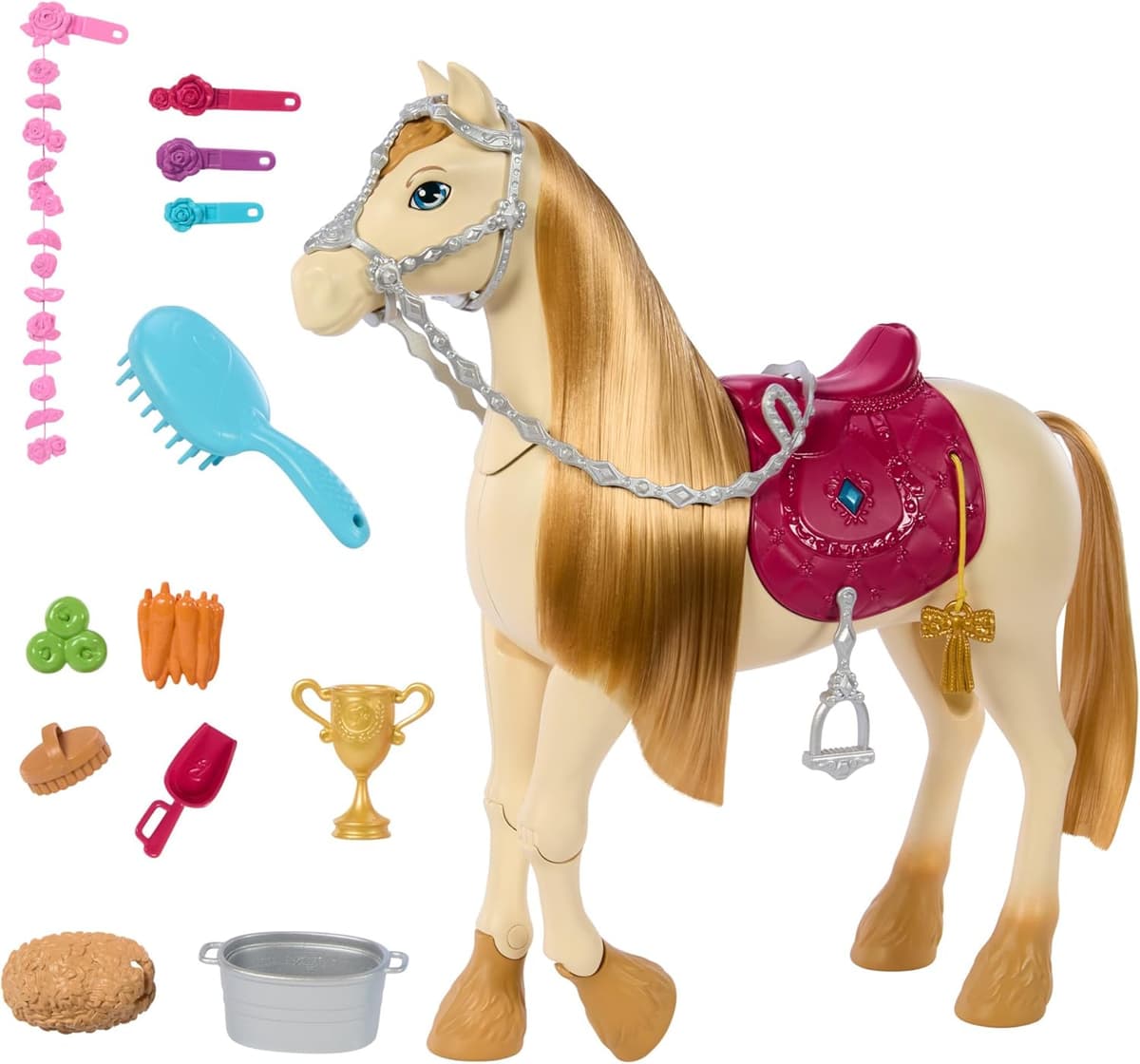 Barbie Spielzeugpferd mit Geräuschen, Musik und Zubehör, inspiriert von Barbie Mysteries: Das geheimnisvolle Pferdeabenteuer“ Pferd kann sich bewegen, tanzen und mit den Augen blinzeln – Bild 1