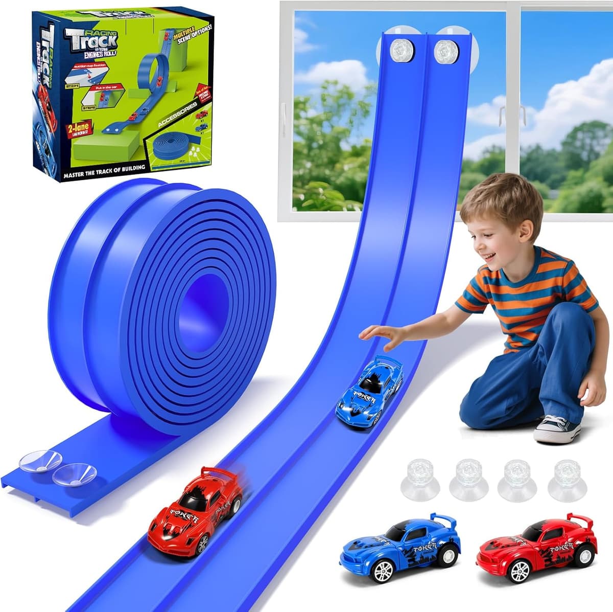KETIEE Flexible Rennbahn Kinder 5M Inklusive 2 Autos – Bild 1