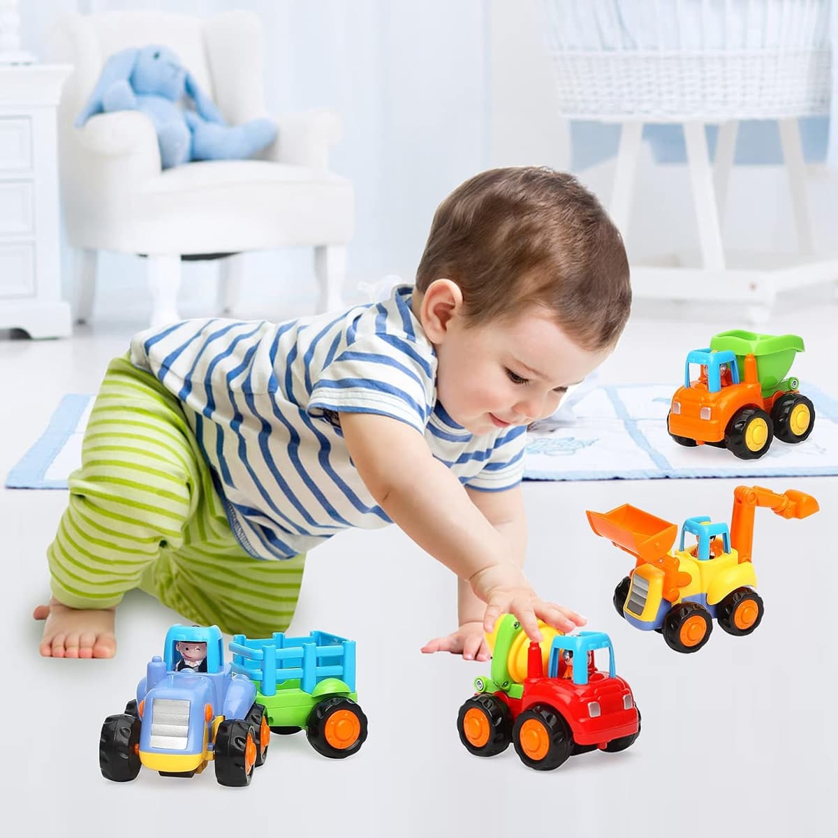 TINOTEEN Baby Spielzeugauto Spielsachen Baufahrzeuge Push and Go – Bild 3