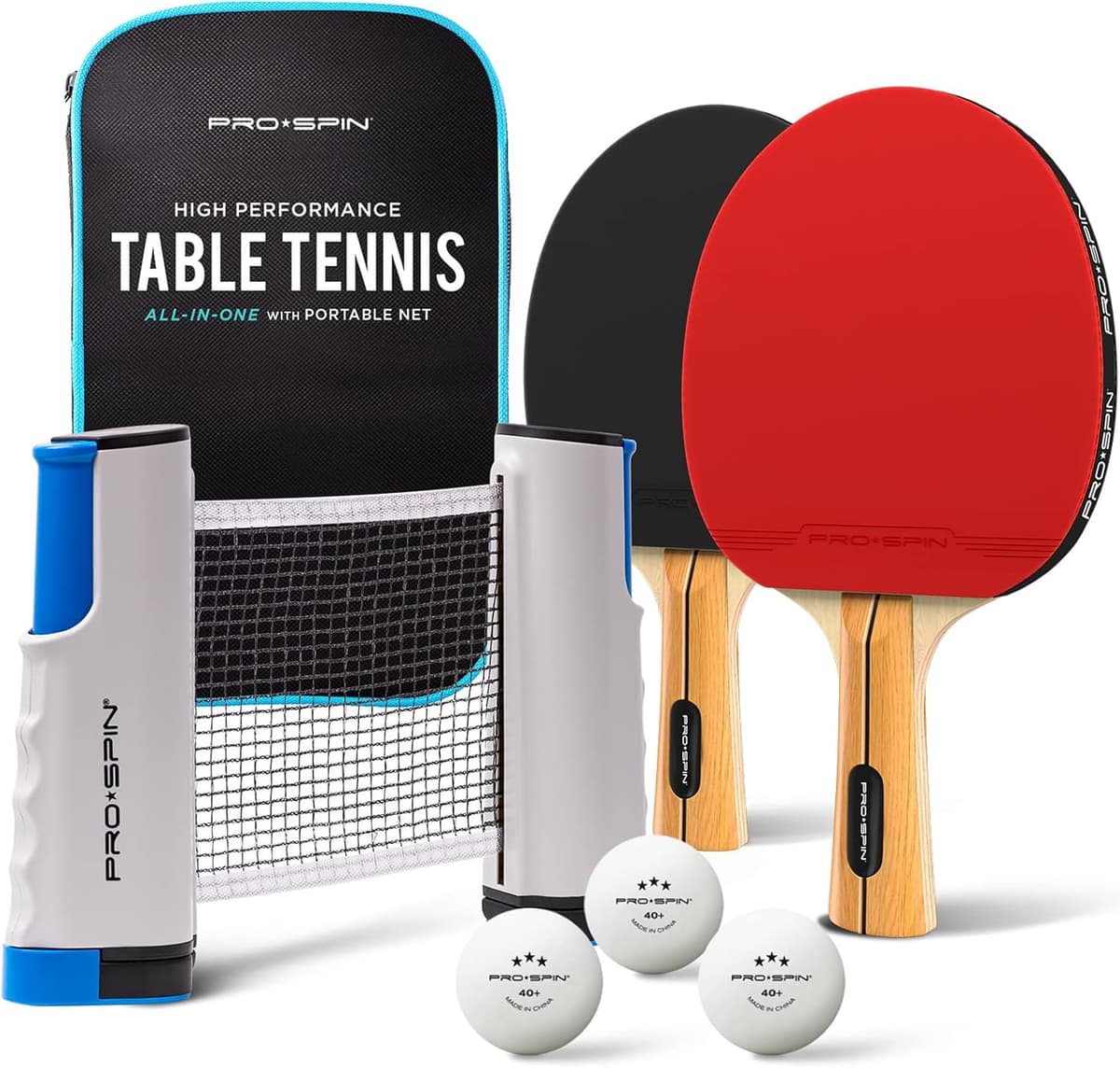 PRO-SPIN Tischtennisschläger Set - Mit Tischtennisnetz Für Jeden Tisch – Bild 1
