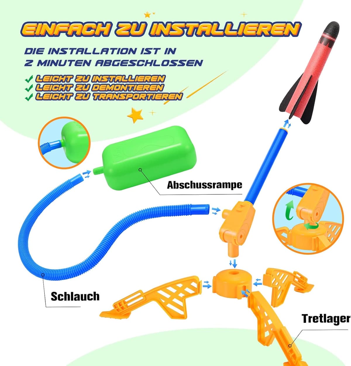 Rakete Luftdruck, Outdoor Spielzeug – Bild 4