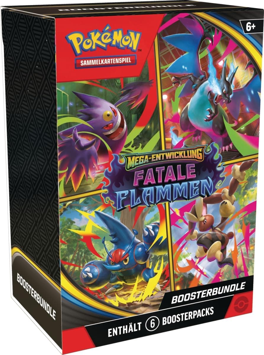 Pokémon-Sammelkartenspiel: Boosterbundle Mega-Entwicklung – Fatale Flammen (6 Boosterpacks) – Bild 1