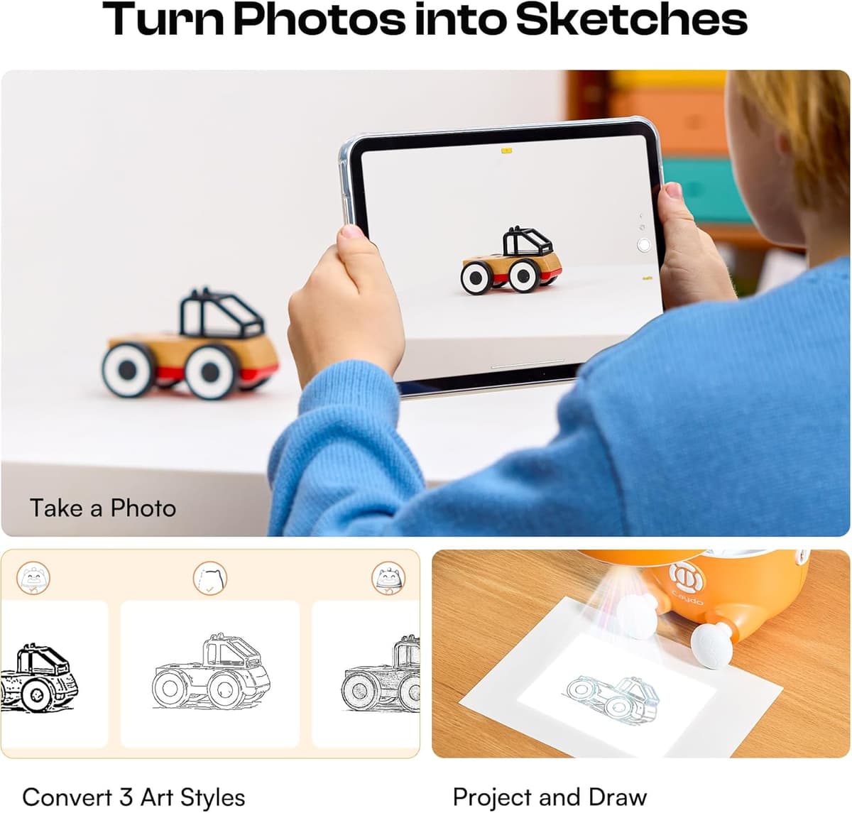 Caydo T3 KI Zeichenprojektor für Kinder, Augensicheres Lern-zu-zeichnen Spielzeug mit 700+ Aktivitäten & App – Bild 3