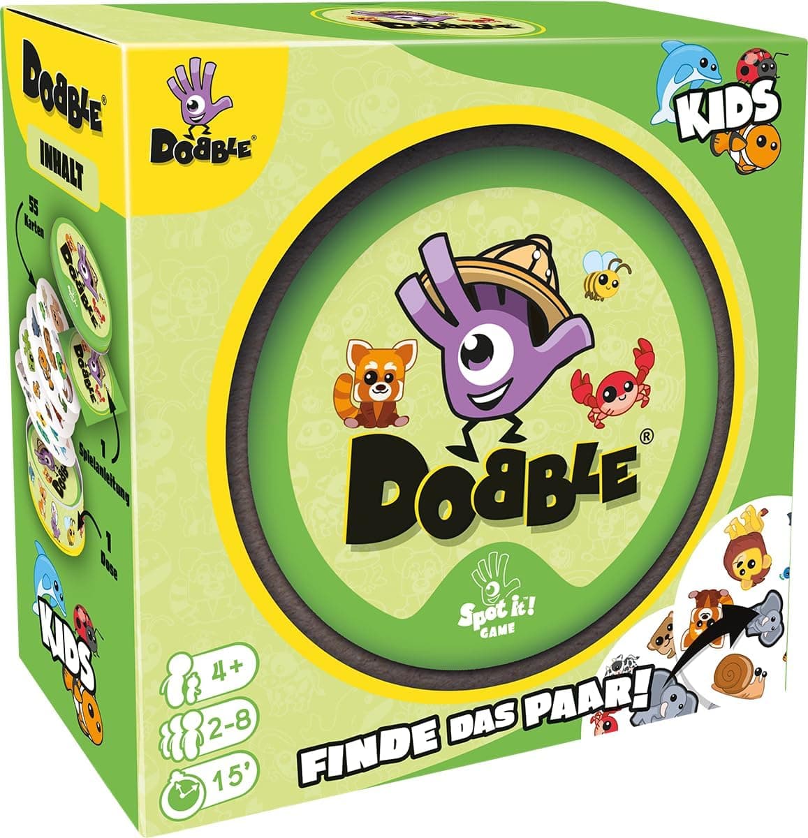 Zygomatic, Dobble Kids, Eco-Sleeves, Kinderspiel, Kartenspiel, 2-8 Spieler – Bild 1