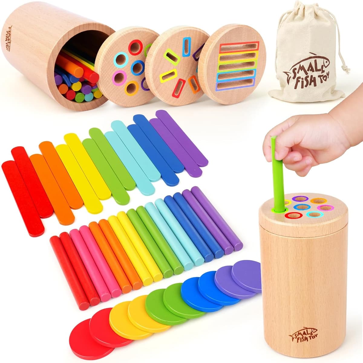 Montessori Holzspielzeug für Kleinkinder - 3 in 1 Lernen – Bild 1