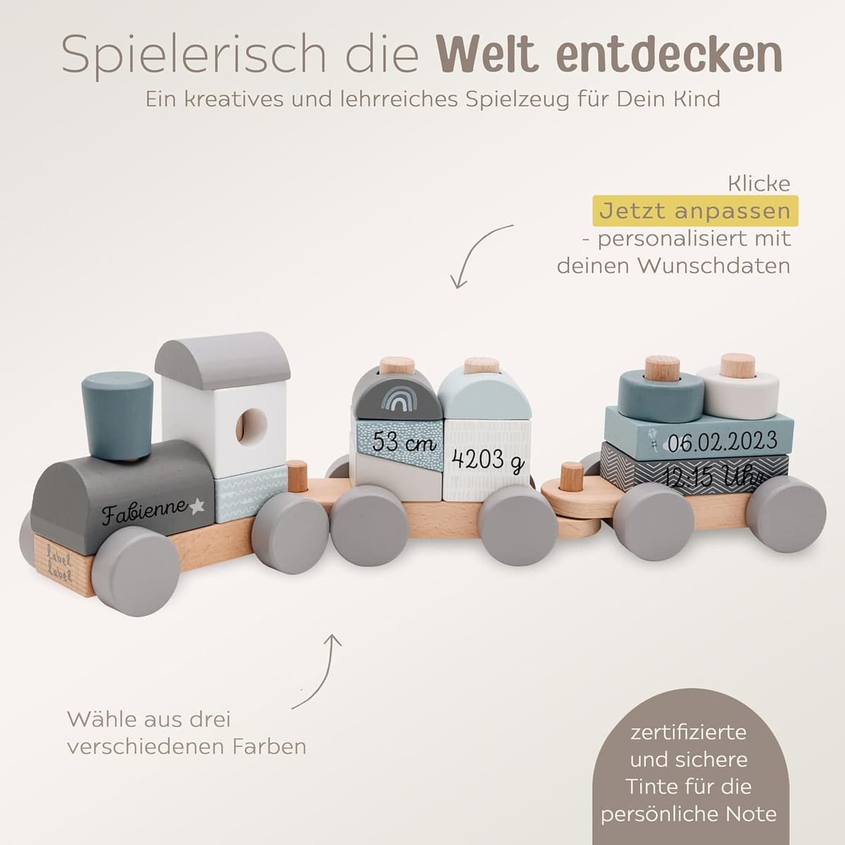 Wunderwunsch Personalisierte Holz Eisenbahn – Bild 1