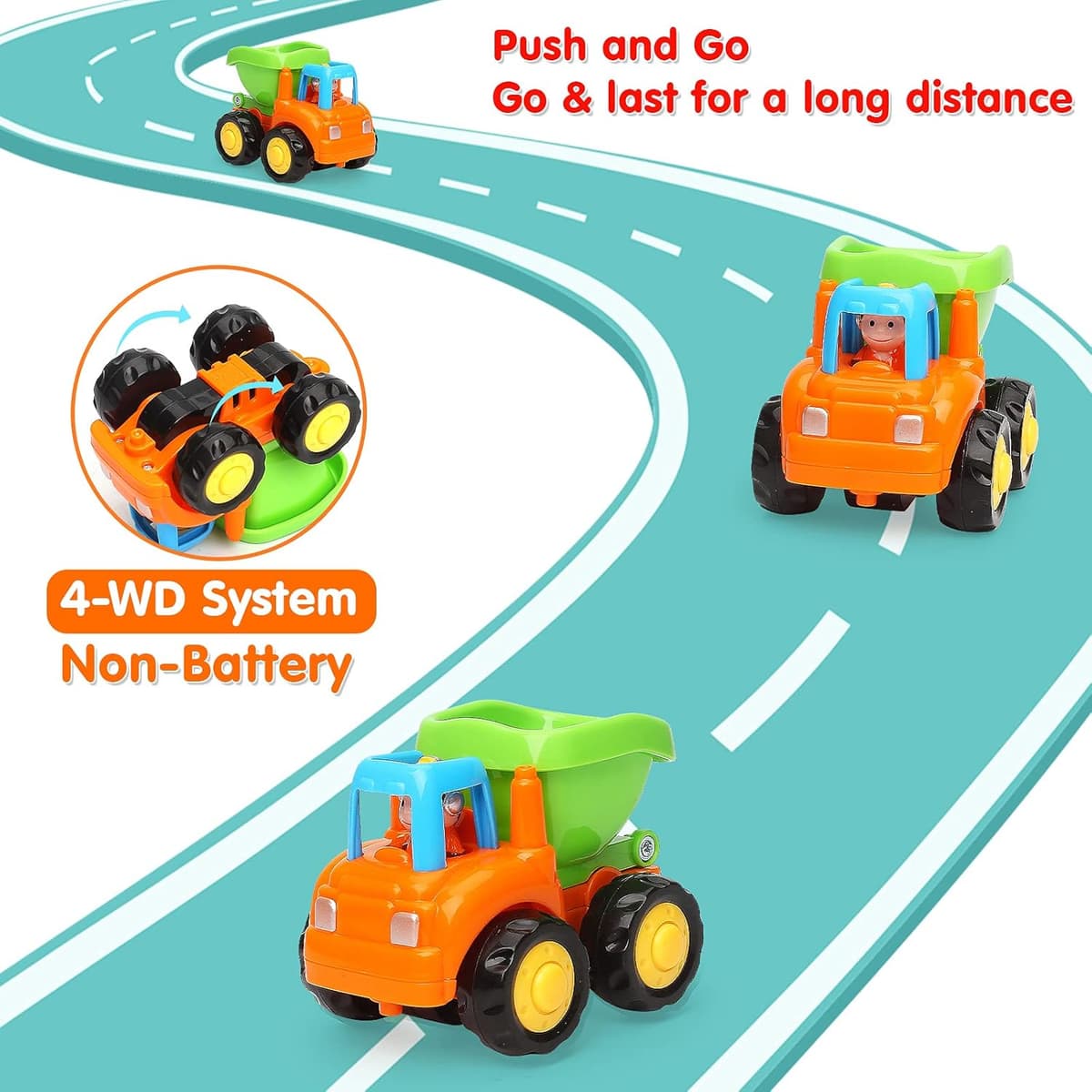 TINOTEEN Baby Spielzeugauto Spielsachen Baufahrzeuge Push and Go – Bild 2