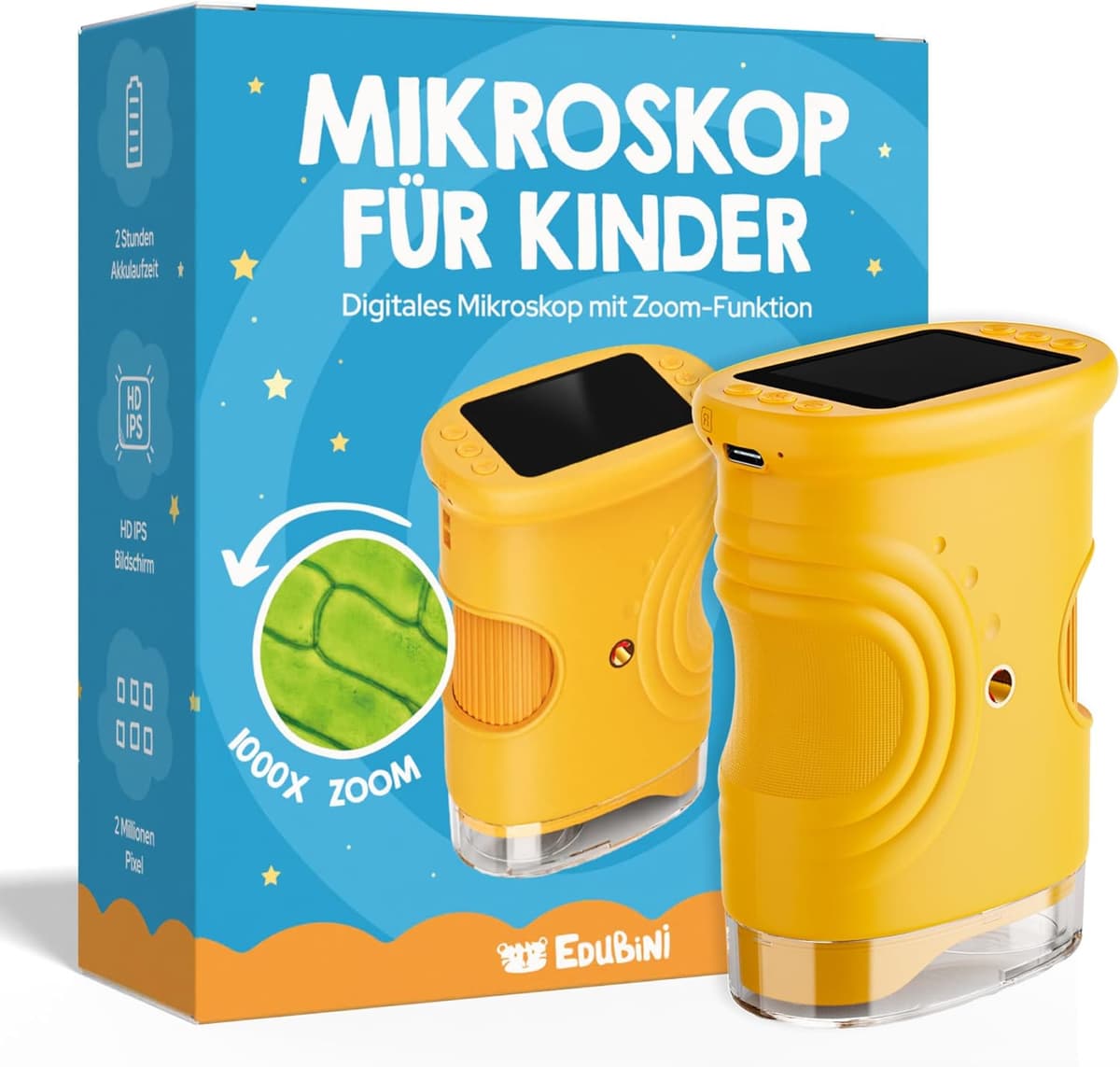 Edubini Digitales Mikroskop für Kinder - Tragbares Taschenmikroskop für Garten, Wald & Experimente – Bild 1