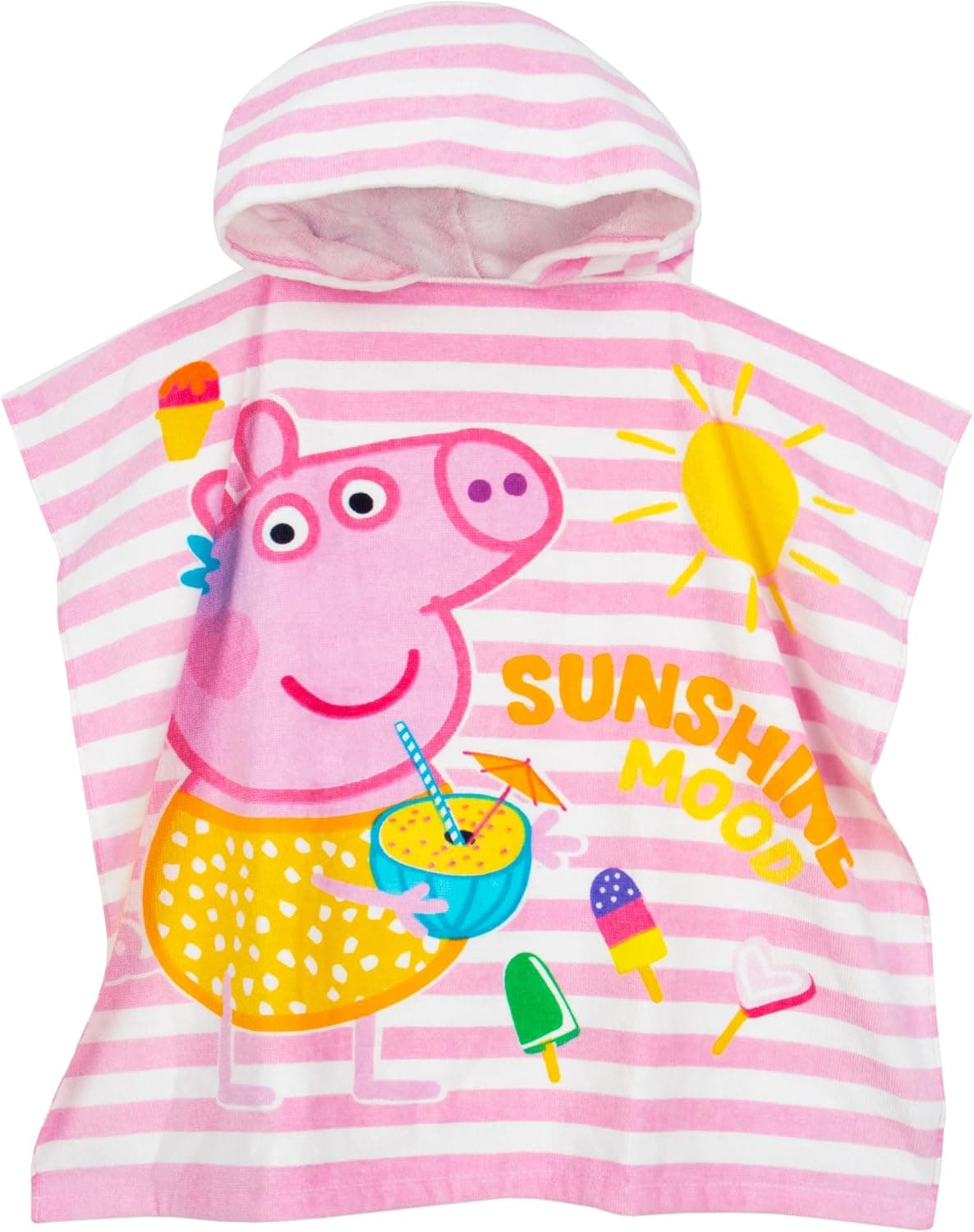 Peppa Pig Handtuch | Badeponcho Kinder | Poncho Handtuch Mit Kapuze | Einheitsgröße Rosa – Bild 1