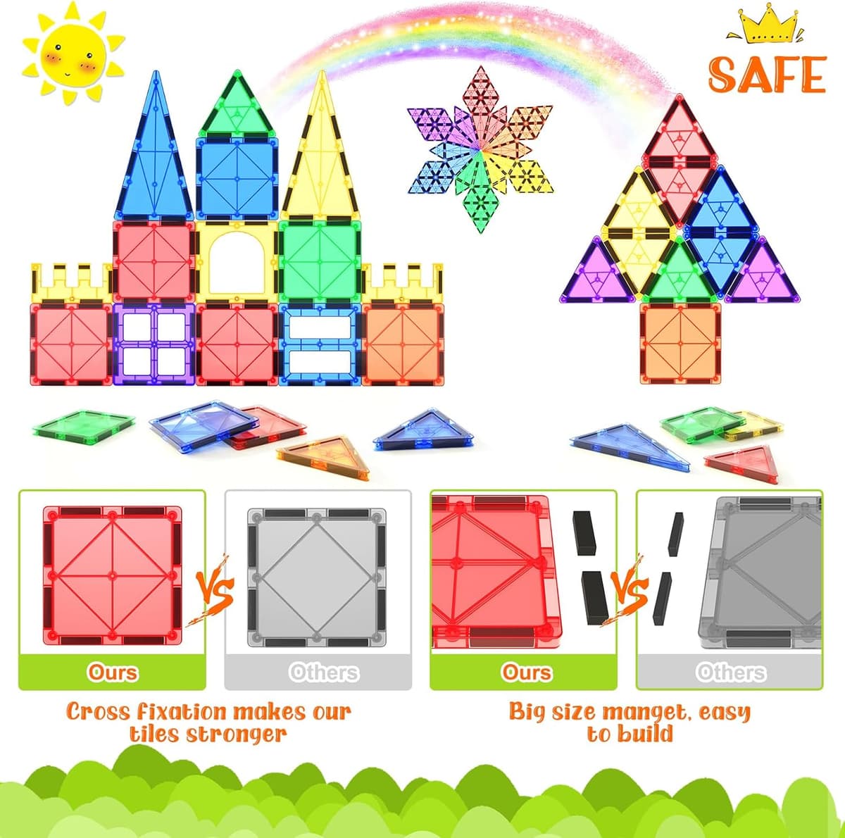 Magnetische Fliesen Kinderspielzeug STEM Magnet Spielzeug – Bild 2