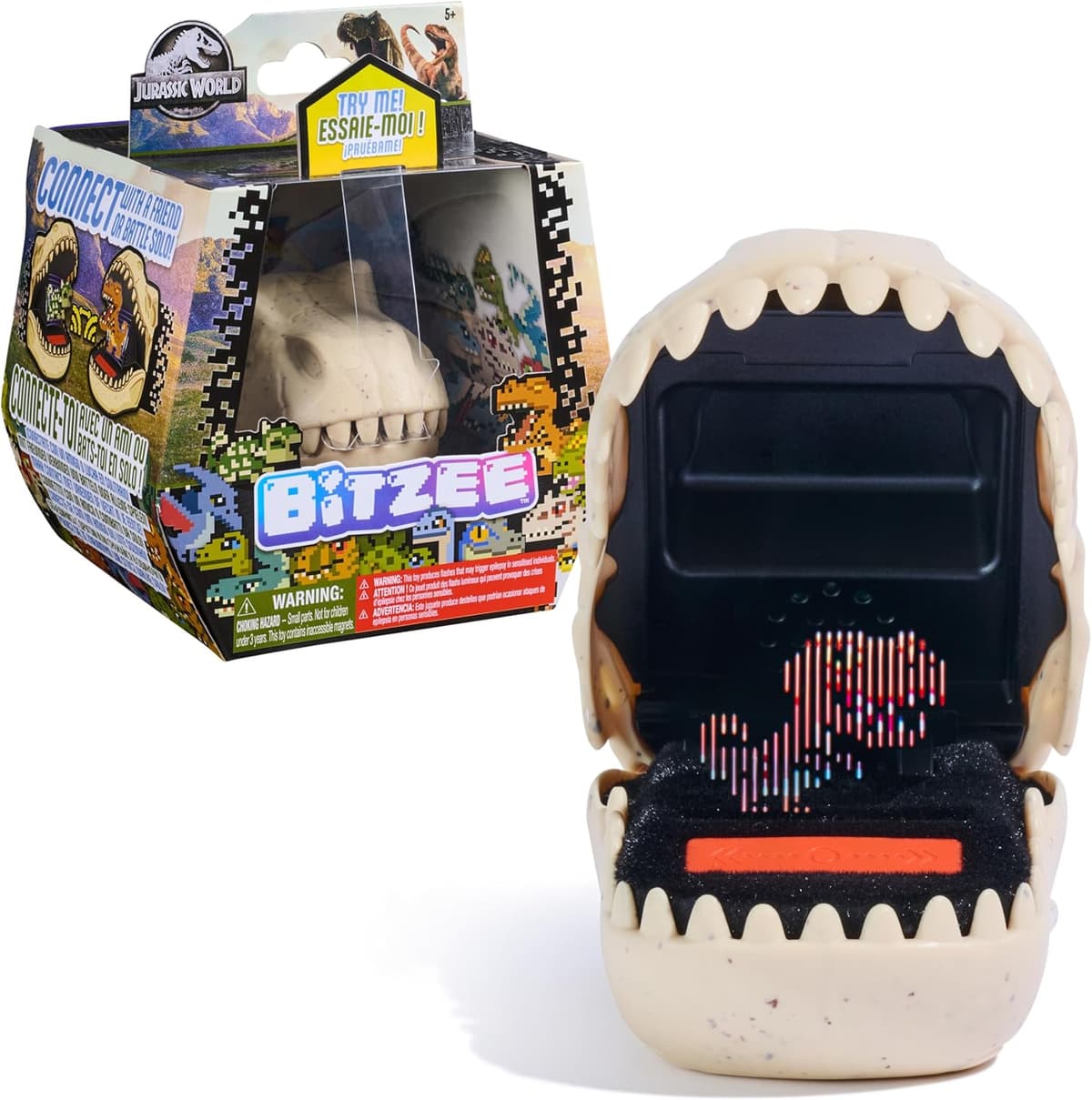 Bitzee Jurassic World – Interaktives Dino-Spielzeug im T-Rex-Design, mit 25 virtuellen Dinosauriern, Battle Modus und Spielen – Bild 1