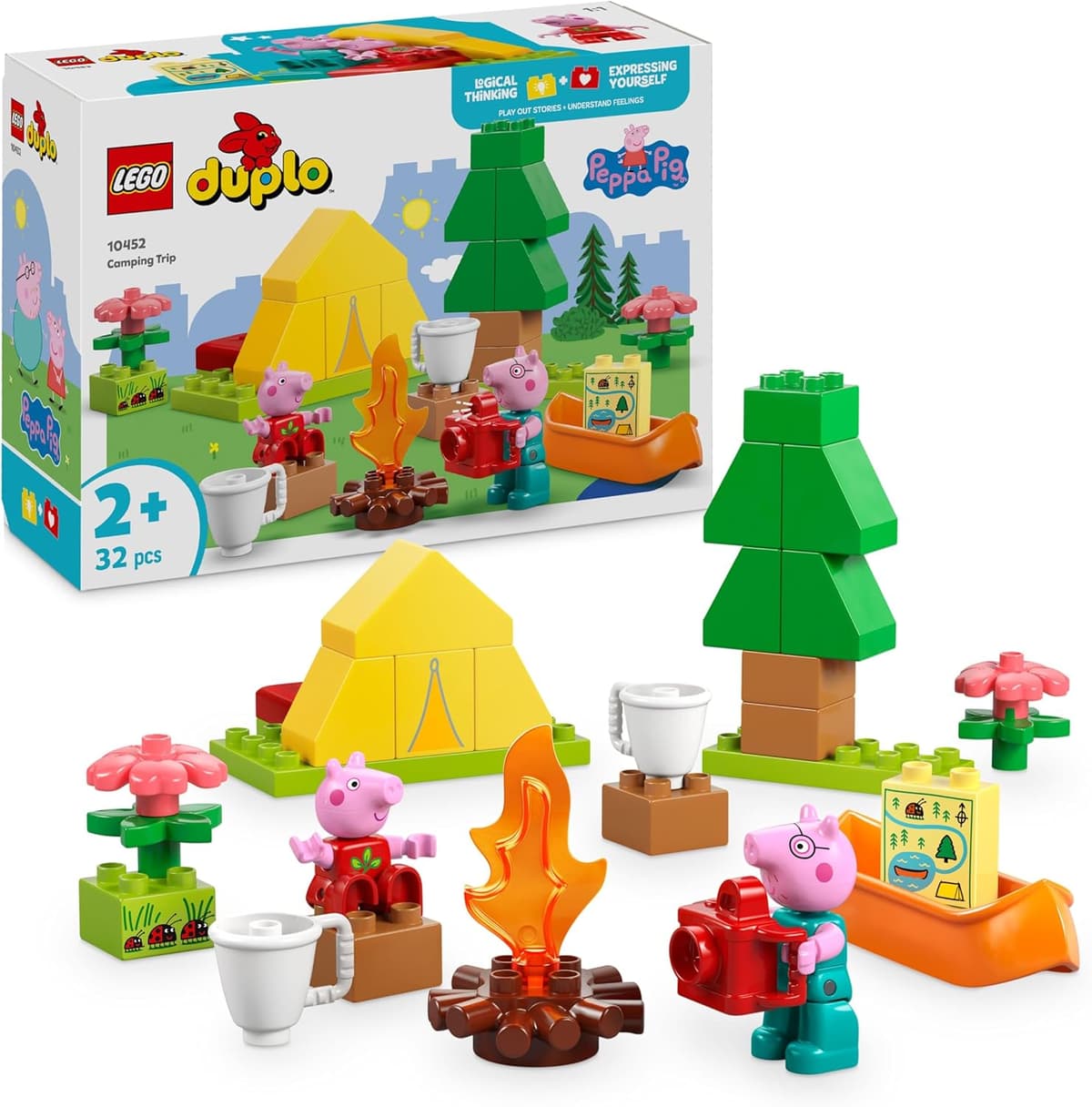 DUPLO Peppa Pig Campingausflug mit Papa Wutz – Montessori Spielzeug für Mädchen & Jungen ab 2 Jahren  – Bild 1