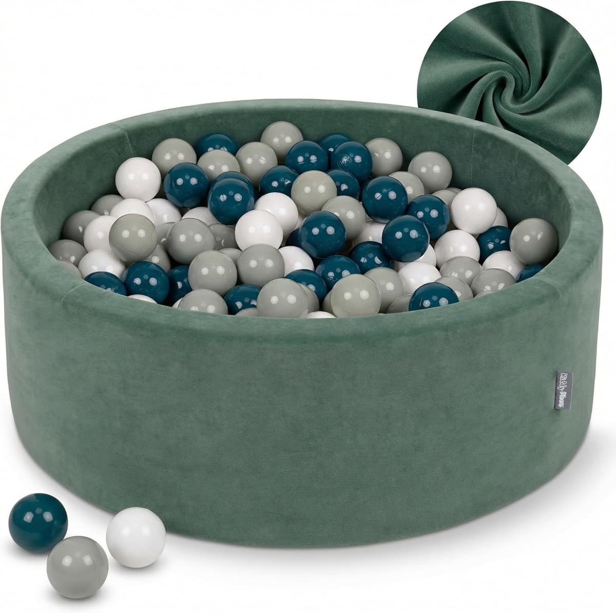 KiddyMoon Velours Bällebad Rund für Babys 90x30 mit 300 Bällen – Bild 1