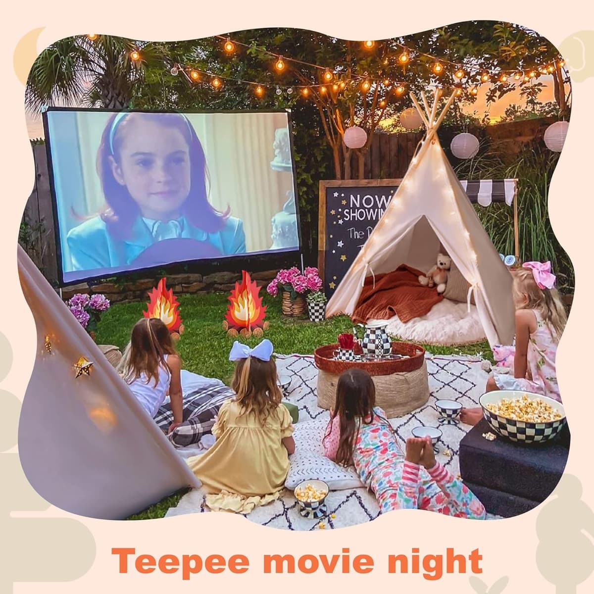 Tiny Land Tipi Zelt für Kinder mit Lichtern & Lagerfeuer Spielzeug & Tragetasche, Waschbar Kinderzelt für Drinnen – Bild 3